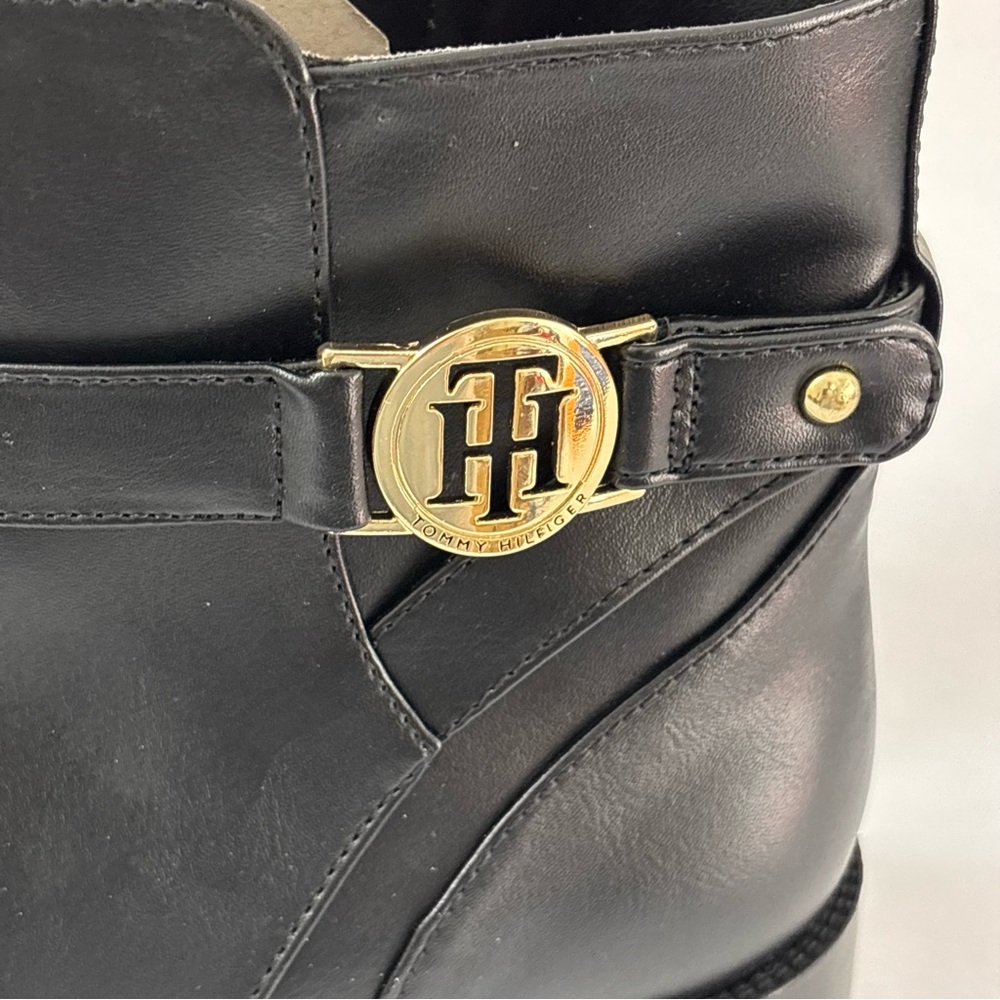 Tommy Hilfiger Rumore Black Leather Buckle Boots BRAND NEW Size 8.5 - Picture 9 of 11